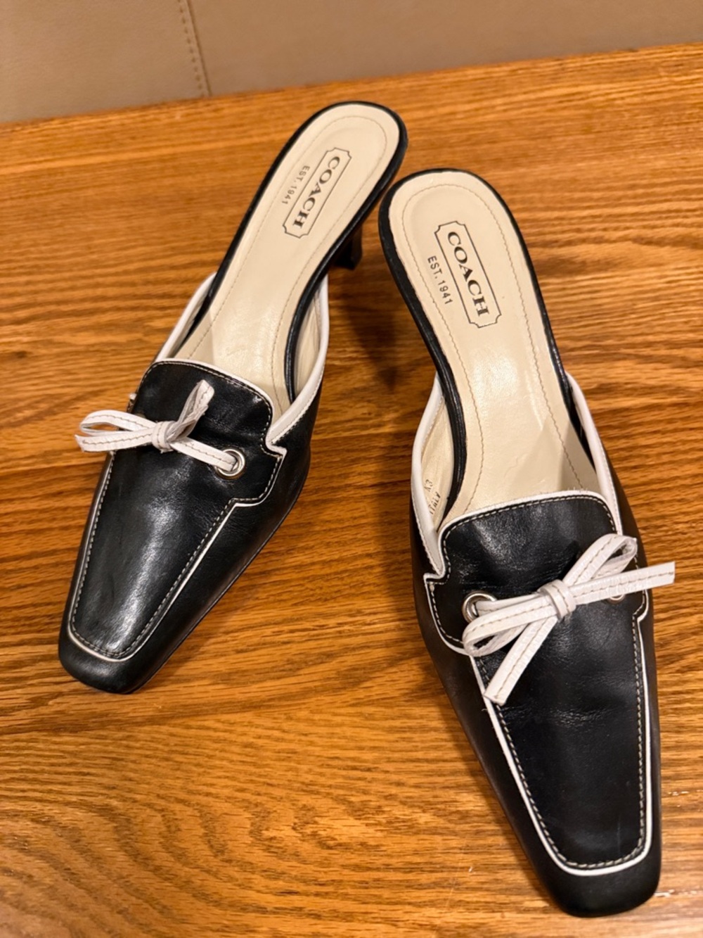 Coach Marcella Kitten Heel Black Mules -8B